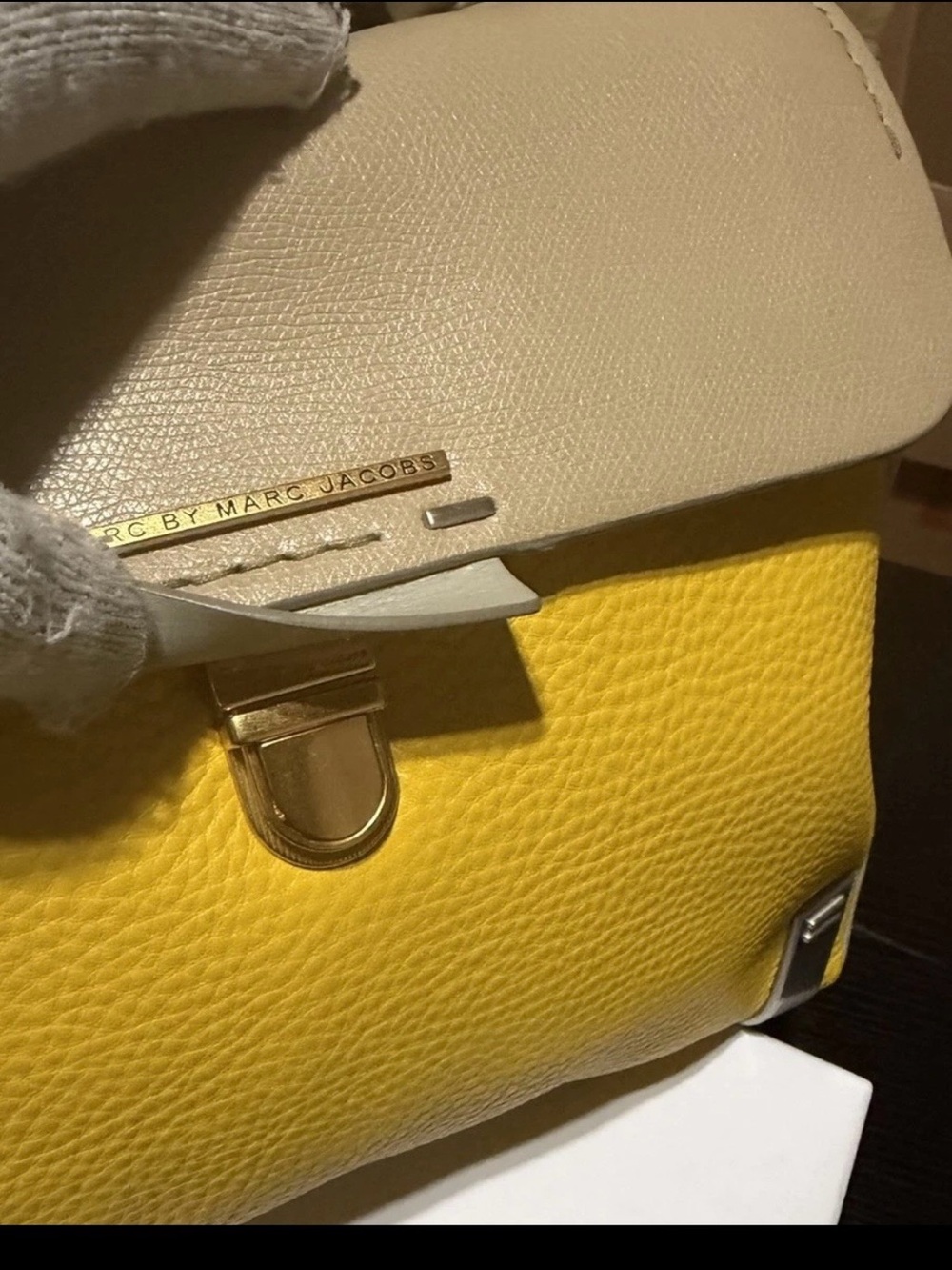 Marc Jacobs Yellow and Cream Leather Top-Handle Satchel - Picture 4 of 12